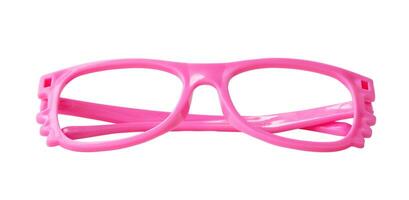 enfant jouet de magnifique rose Plastique des lunettes pour enfant en jouant isolé sur blanc Contexte avec coupure chemin photo