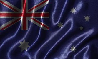 papier peint par drapeau australien et drapeau ondulant par tissu. photo
