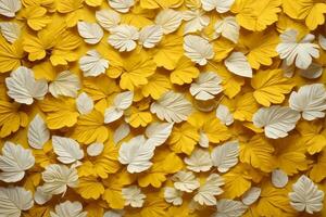 Jaune et blanc feuilles arrière-plan, feuilles arrière-plan, feuilles fond d'écran, ai génératif photo