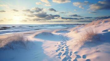 la nature ensoleillement plage neige paysage ai généré photo