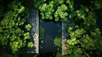 la nature Naturel vert Frais Haut vue ai généré photo