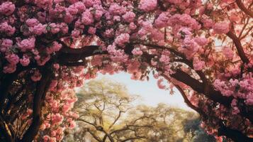 paume Cadre arbre floral Haut vue ai généré photo