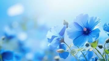 printemps bleu fleur Contexte proche ai généré photo
