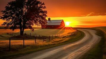 Extérieur ensoleillement soir pays paysage ai généré photo