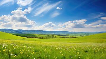 été printemps vue herbe paysage ai généré photo