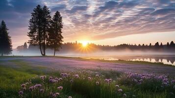 la nature Extérieur paysage lever du soleil paysage ai généré photo