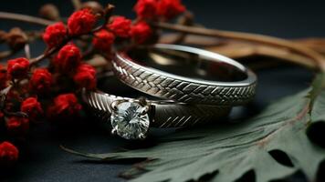 engagement anneaux symboles de l'amour et engagement, ai génératif photo