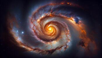 foncé galaxie spirales parmi embrasé étoile Piste ,génératif ai photo
