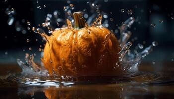 mûr fruit chute, éclabousser dans Frais l'eau généré par ai photo