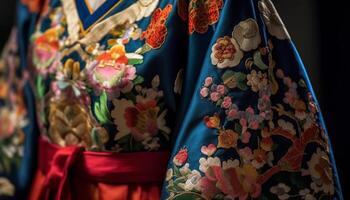 coloré traditionnel vêtements, broderie, et floral motifs généré par ai photo