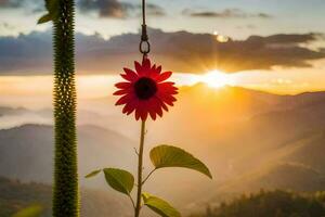 tournesol dans le montagnes. généré par ai photo