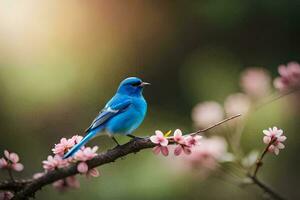 photo fond d'écran le oiseau, fleurs, printemps, le oiseau, printemps, le oiseau, printemps,. généré par ai