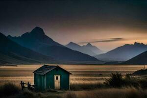 le cabane dans le milieu de nulle part. généré par ai photo