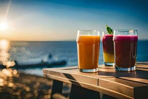 jus sur le plage. généré par ai photo