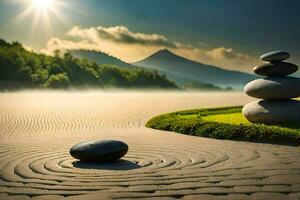 le Zen jardin. généré par ai photo