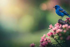 photo fond d'écran le ciel, oiseau, fleurs, le soleil, nature, des oiseaux, le ciel,. généré par ai