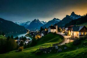 le village de Suisse est une magnifique endroit à visite. généré par ai photo