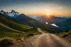 le route à le montagnes. généré par ai photo