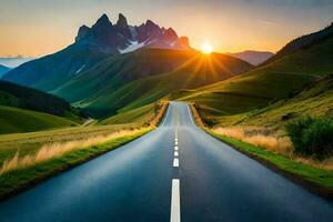 le route à le montagnes. généré par ai photo