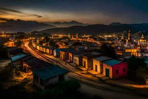 photo fond d'écran le ciel, nuit, le ville, le montagnes, le ville, le montagnes,. généré par ai