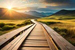 le chemin à le Soleil. généré par ai photo