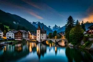 photo fond d'écran le ciel, montagnes, lac, Suisse, le ville, Suisse, le. généré par ai
