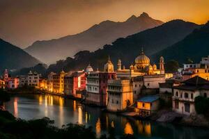 le ville de Rishikesh, Inde. généré par ai photo