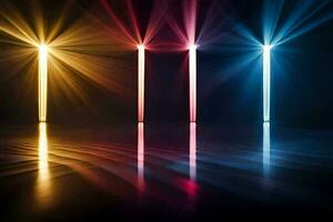 coloré lumières dans une foncé chambre. généré par ai photo