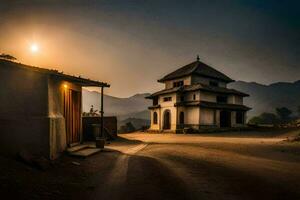 une petit église dans le milieu de nulle part. généré par ai photo