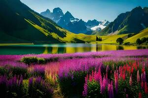 le fleurs de le montagnes. généré par ai photo