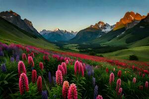 le fleurs de le Alpes, Suisse. généré par ai photo