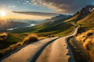 le route à le Soleil. généré par ai photo