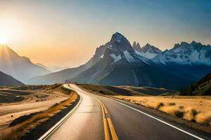 le route à le montagnes. généré par ai photo