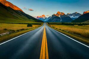 le route à le montagnes. généré par ai photo