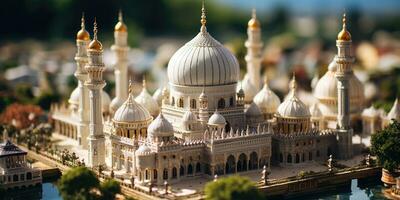 une magnifique et luxueux miniature mosquée, génératif ai photo