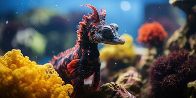 magnifique hippocampes autour très magnifique corail récif ai génératif photo