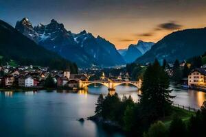 le magnifique ville de lauchberg dans le Suisse Alpes. généré par ai photo