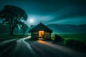 le route à le cabane. généré par ai photo