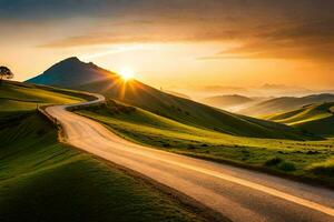 le route à le Soleil. généré par ai photo