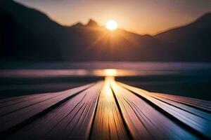 le Soleil est réglage plus de une en bois Dock. généré par ai photo