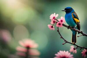 photo fond d'écran le ciel, fleurs, des oiseaux, le oiseau, le oiseau, le oiseau, le. généré par ai