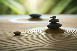 une Zen jardin avec des pierres et l'eau. généré par ai photo
