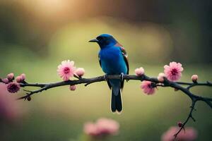 photo fond d'écran le soleil, oiseau, fleurs, printemps, le oiseau, le oiseau, le oiseau. généré par ai