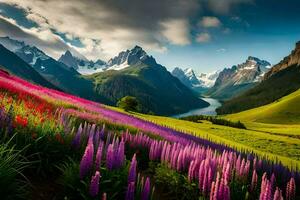 le fleurs de le montagnes. généré par ai photo