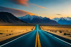 le route à le montagnes. généré par ai photo