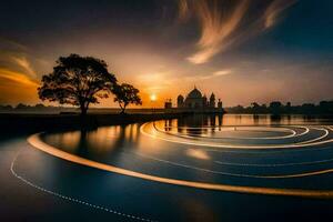 le taj Mahal, Inde, lever du soleil, lever du soleil la photographie, lever du soleil la photographie, lever du soleil la photographie. généré par ai photo