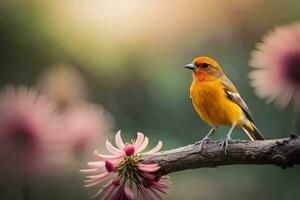 photo fond d'écran le ciel, fleurs, oiseau, oiseau, oiseau, oiseau, oiseau, oiseau,. généré par ai