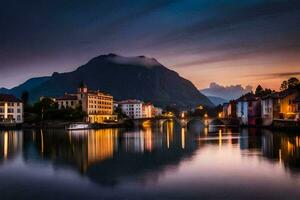 le ville de Lucerne, Suisse à crépuscule. généré par ai photo