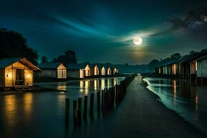 photo fond d'écran le ciel, lune, eau, clair de lune, le nuit, le lune, le. généré par ai