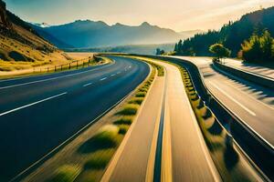 une Autoroute avec voitures conduite sur il. généré par ai photo